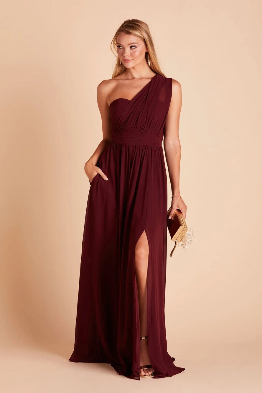 1268 NWT Birdy Grey Grace Convertible Chiffon Bridesmaid Dress Cabernet Medium